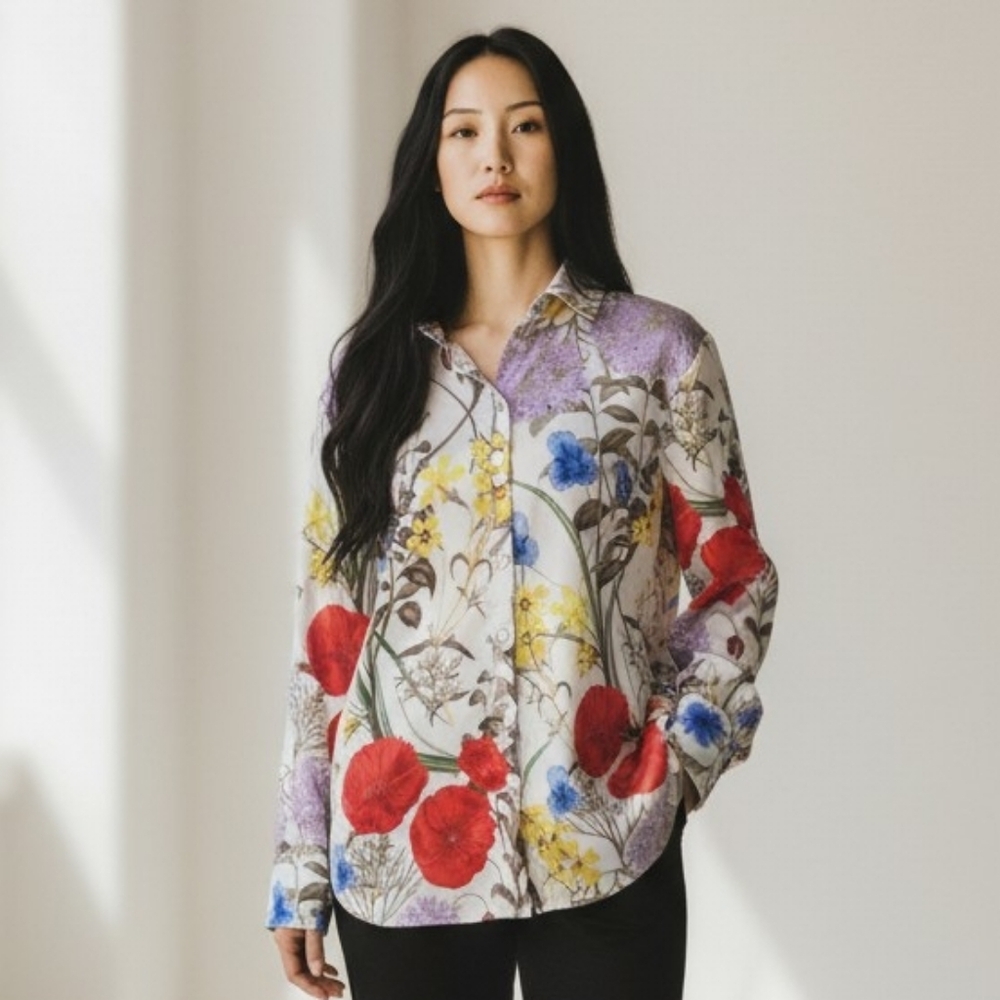 Floral Button-Up Blouse